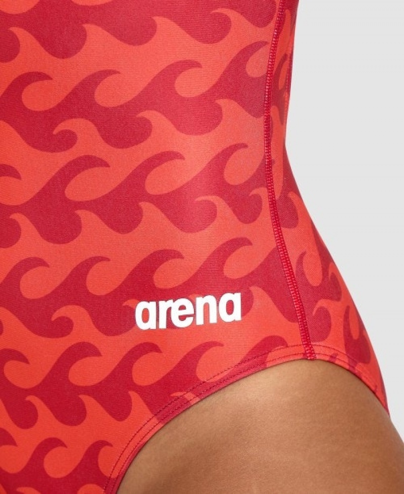 Red Arena Ride The Wave Light Drop Back Women's Swimsuits | 83725925