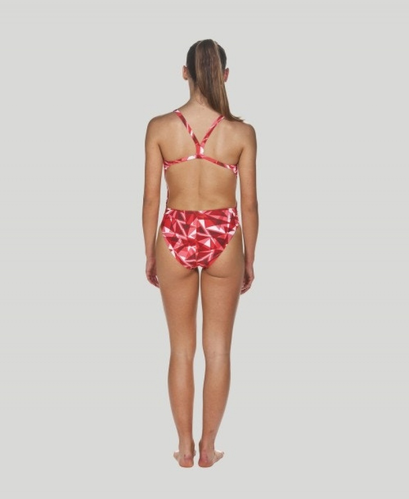 Red Arena Shattered Glass Challenge Back Women's Swimsuits | 88052413