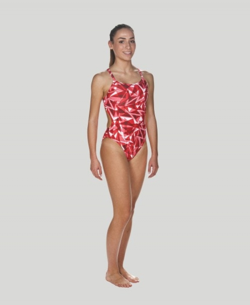 Red Arena Shattered Glass Challenge Back Women's Swimsuits | 88052413