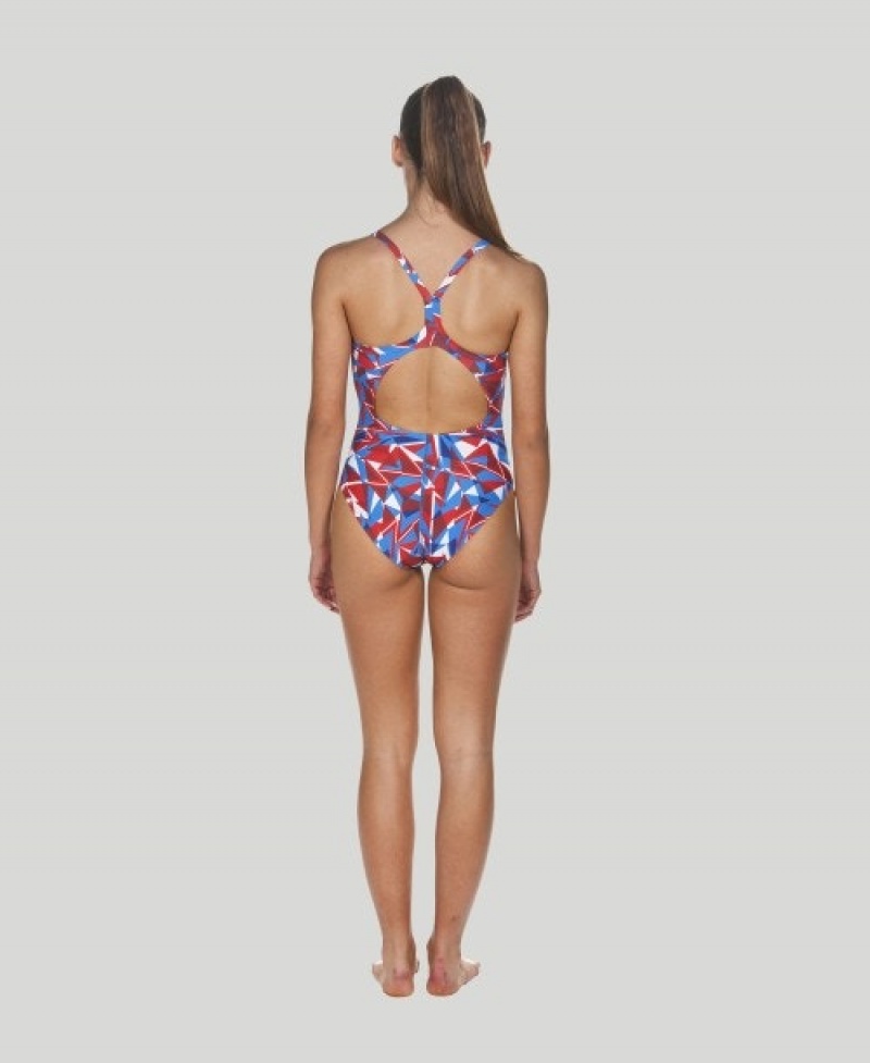 Red Arena Shattered Glass Light Drop Back Women's Swimsuits | 688893