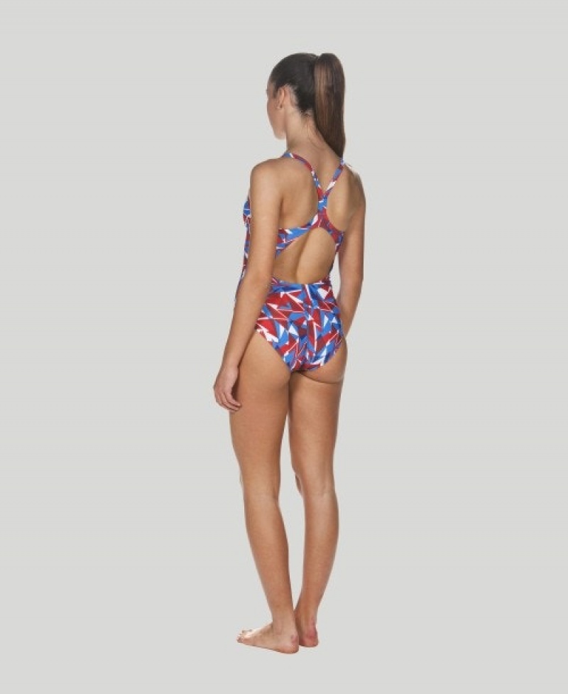 Red Arena Shattered Glass Light Drop Back Women's Swimsuits | 688893