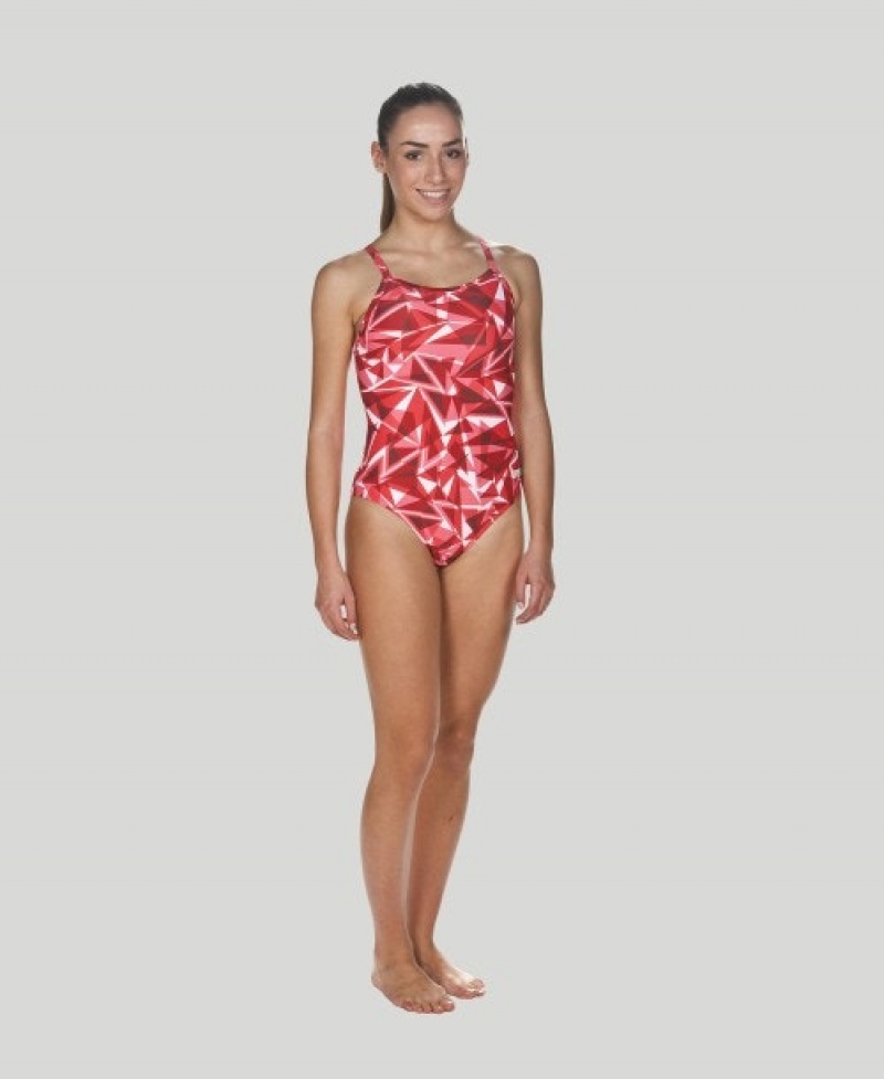 Red Arena Shattered Glass Light Drop Back Women's Swimsuits | 62878061