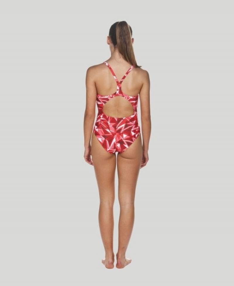 Red Arena Shattered Glass Light Drop Back Women's Swimsuits | 62878061