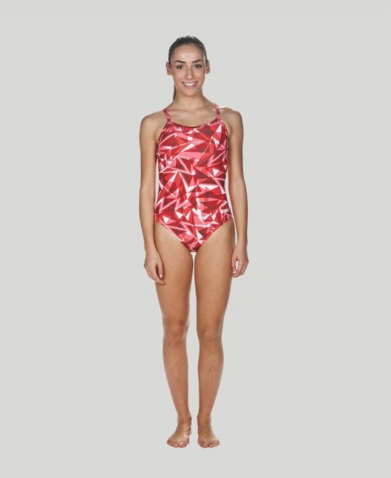 Red Arena Shattered Glass Light Drop Back Women's Swimsuits | 62878061