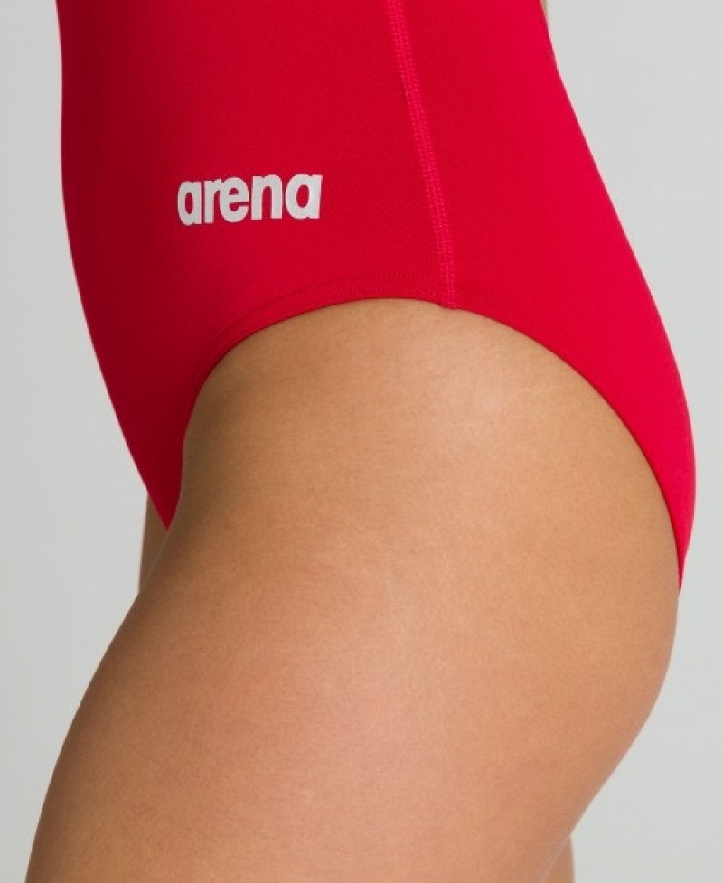 Red Arena Solid Light Drop Back Women's Swimsuits | 92419502