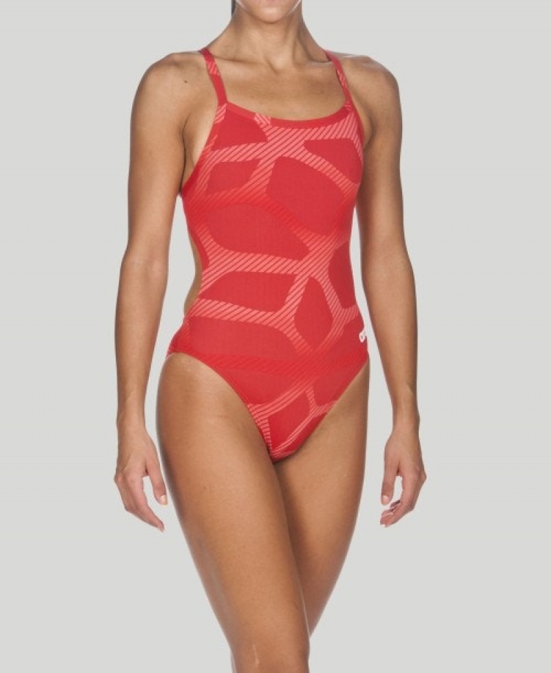 Red Arena Spider Challenge Back Women's Swimsuits | 54456355