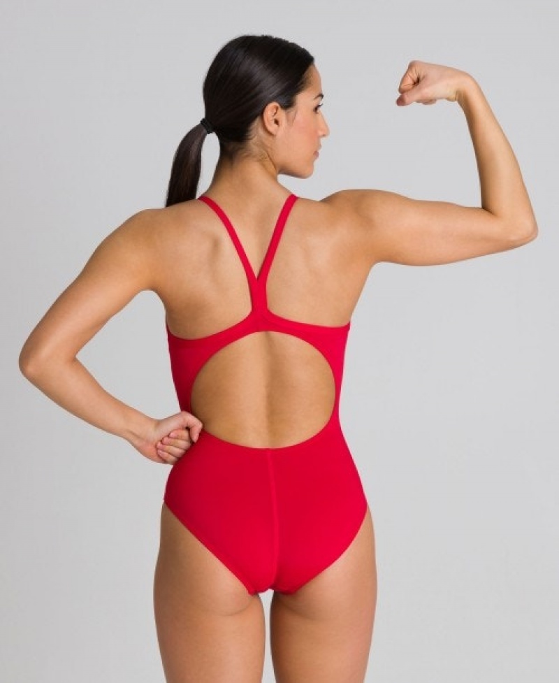 Red Arena Spraypaint Light Drop Back Women's Swimsuits | 41612896