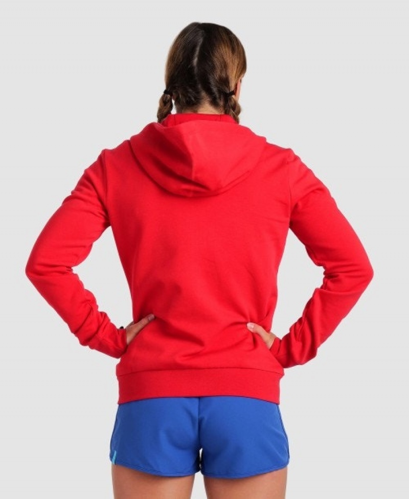 Red Arena Team Hooded Panel Women's Jackets | 18691769