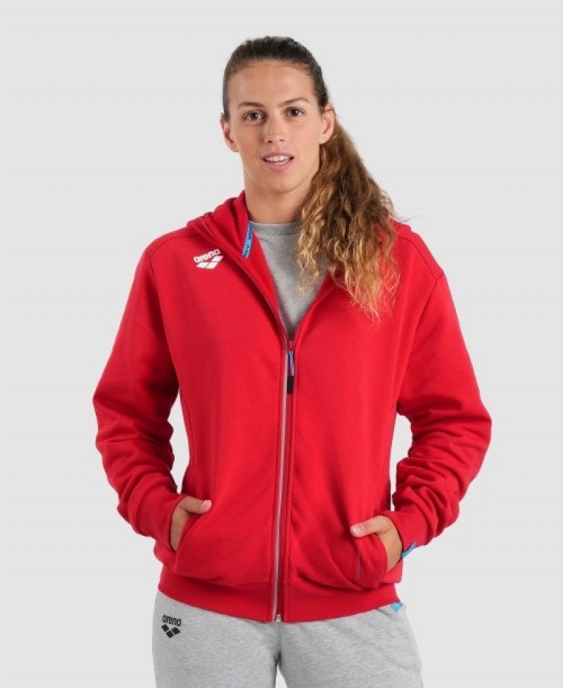 Red Arena Team Hooded Panel Women's Jackets | 21309568