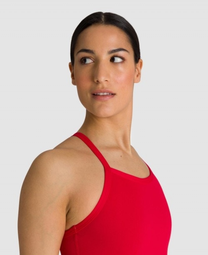 Red Arena Team Light Drop Back Women's Swimsuits | 62138599