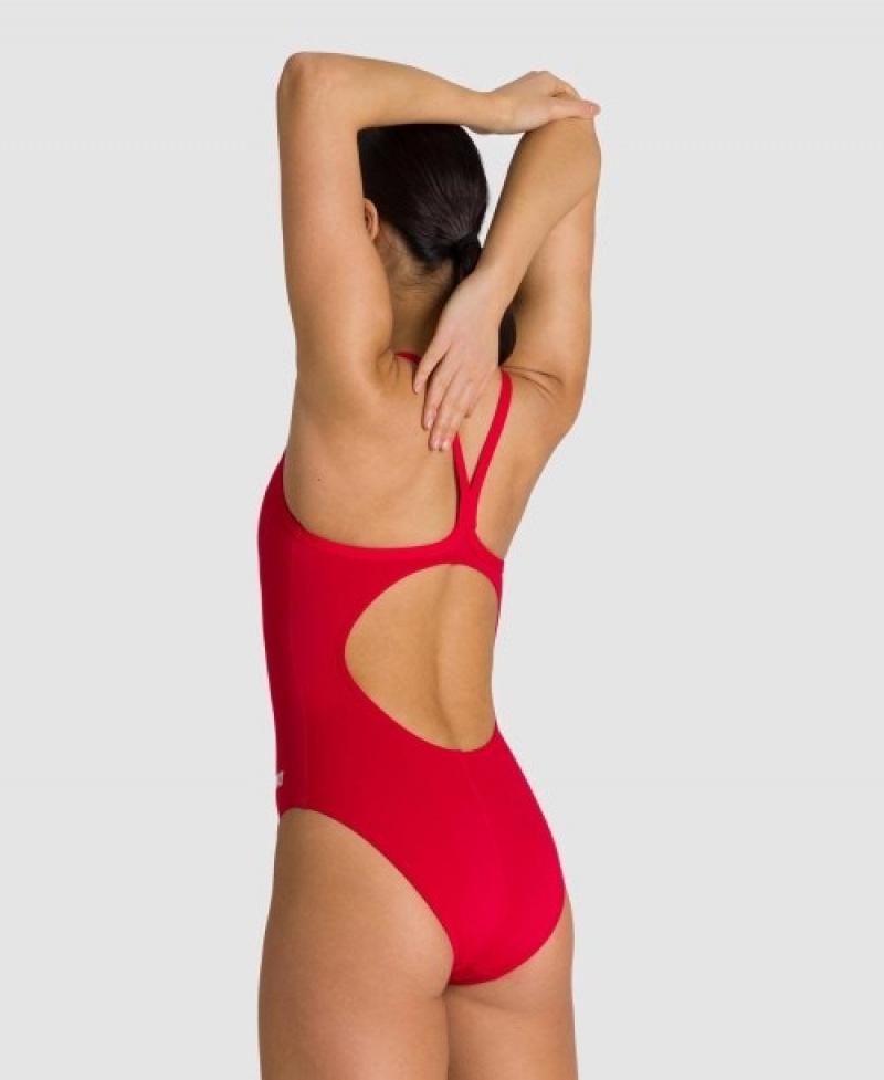 Red Arena Team Light Drop Back Women's Swimsuits | 62138599