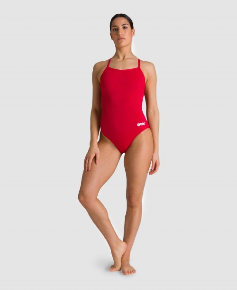 Red Arena Team Light Drop Back Women's Swimsuits | 62138599