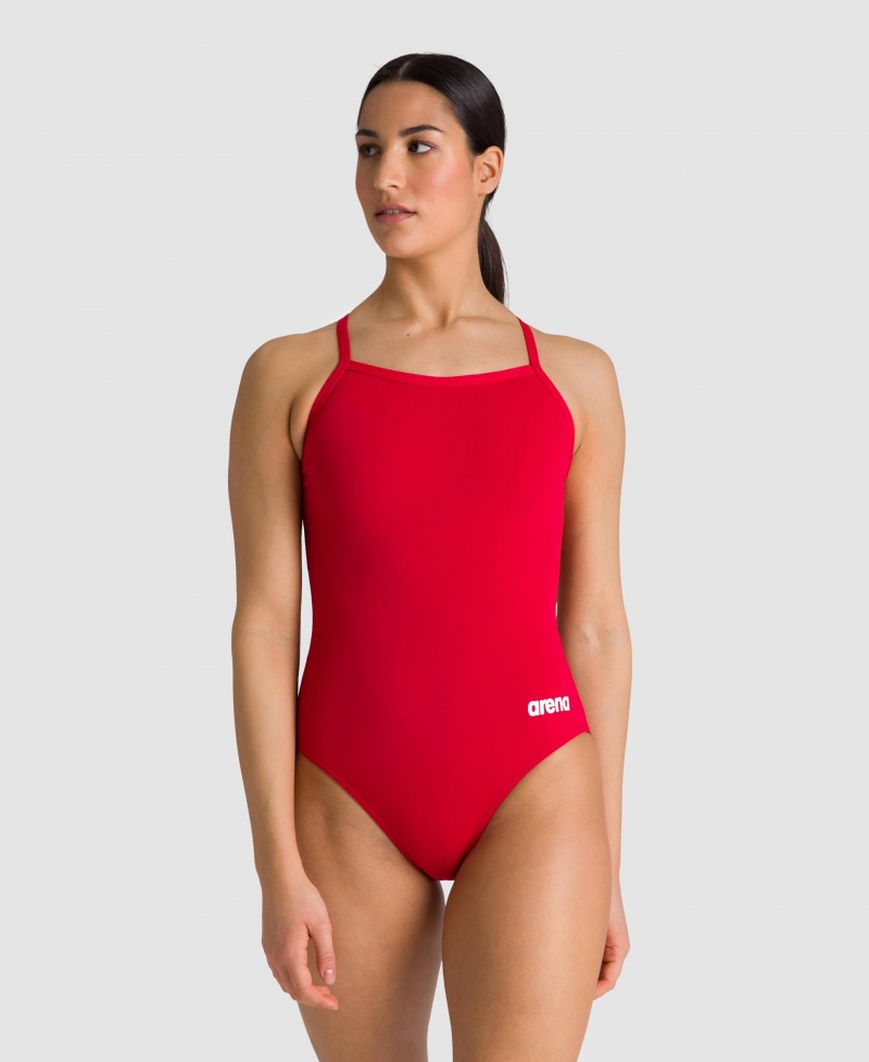 Red Arena Team Light Drop Back Women\'s Swimsuits | 62138599