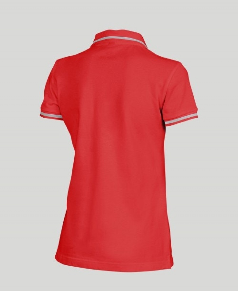 Red Arena Team Line Short Sleeve Women's Polo Shirts | 74780627