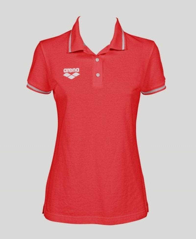 Red Arena Team Line Short Sleeve Women's Polo Shirts | 74780627