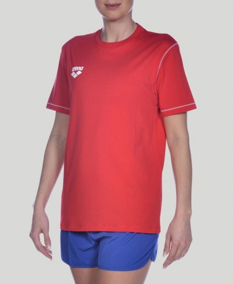 Red Arena Team Line Short Sleeve Women's T Shirts | 17667454