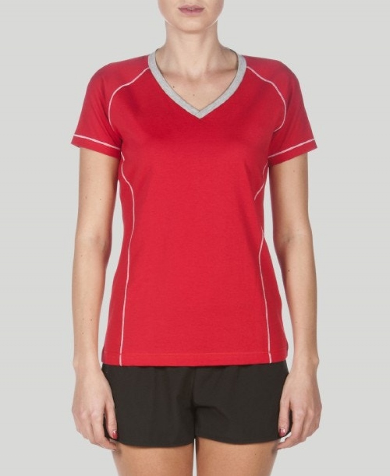 Red Arena Team Line Short Sleeve Women's T Shirts | 73311805