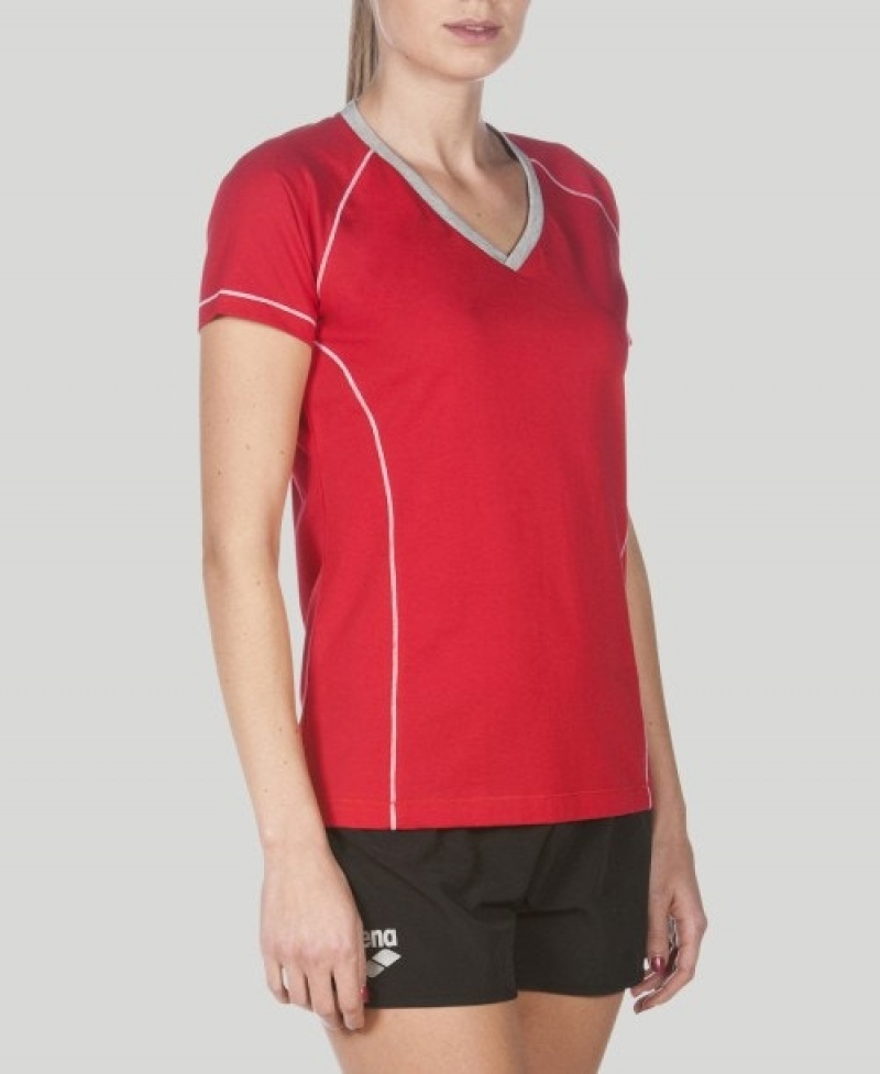 Red Arena Team Line Short Sleeve Women's T Shirts | 73311805