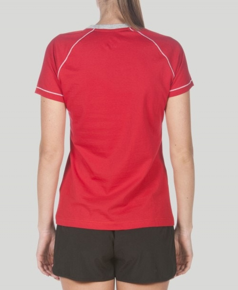 Red Arena Team Line Short Sleeve Women's T Shirts | 73311805