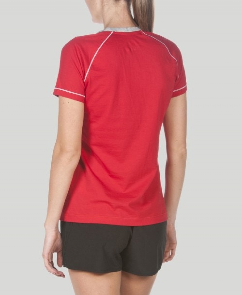 Red Arena Team Line Short Sleeve Women's T Shirts | 73311805