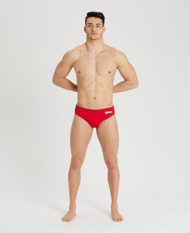 Red Arena Team Solid Water Polo Men's Briefs | 63656246