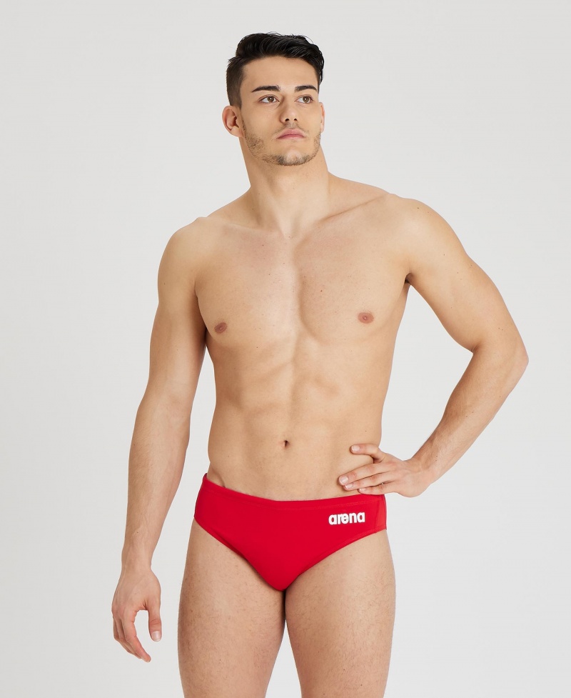 Red Arena Team Solid Water Polo Men\'s Briefs | 63656246