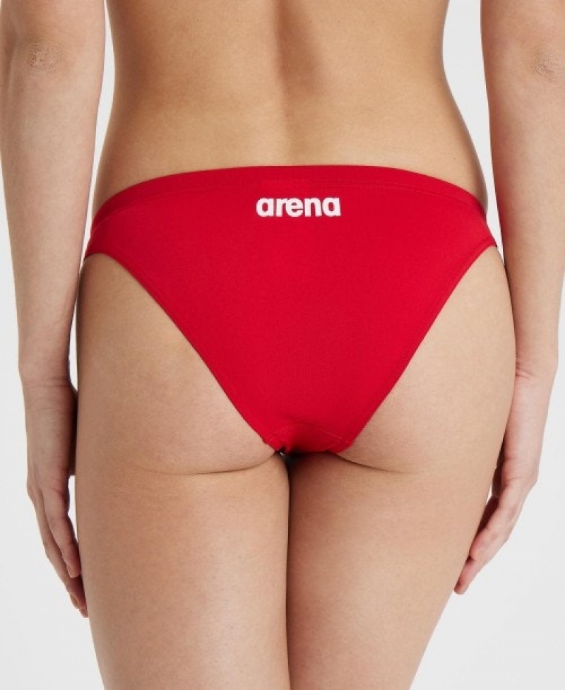 Red Arena Team Solid Women's Bikini Bottoms | 68342690