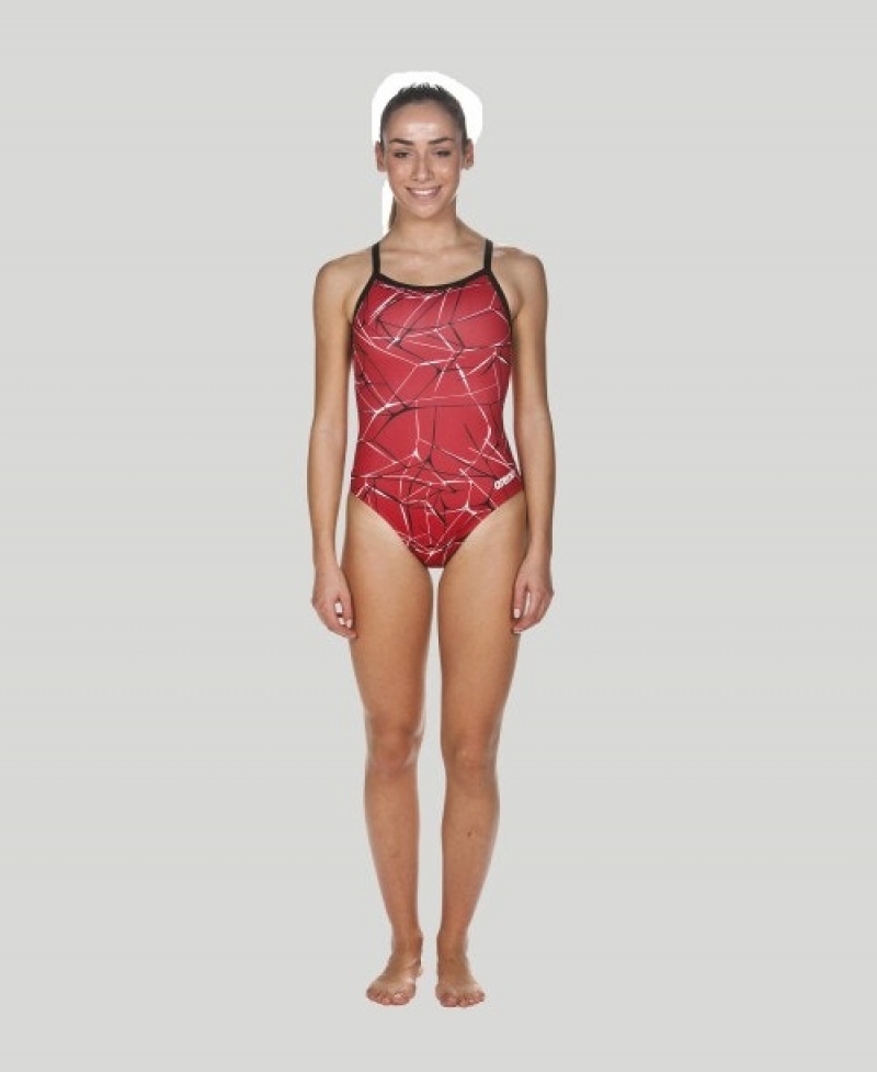 Red Arena Water Light Drop Back Women's Swimsuits | 92016939