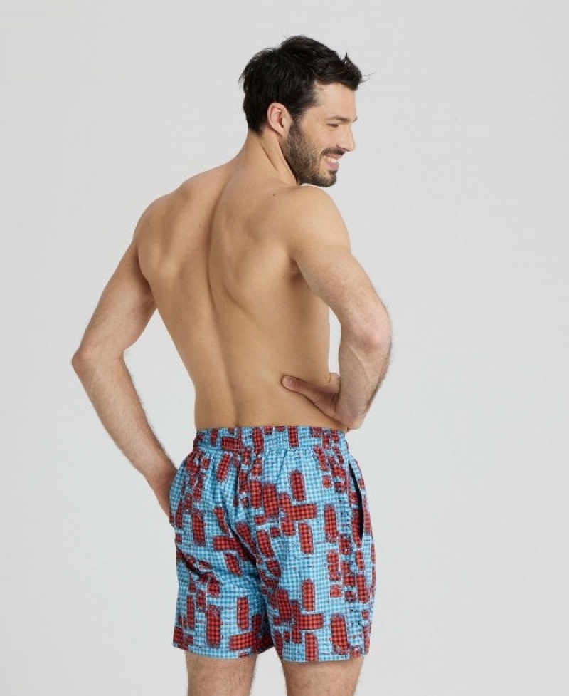 Turquoise Arena Allover Print Beach Men's Boxer | 23439157