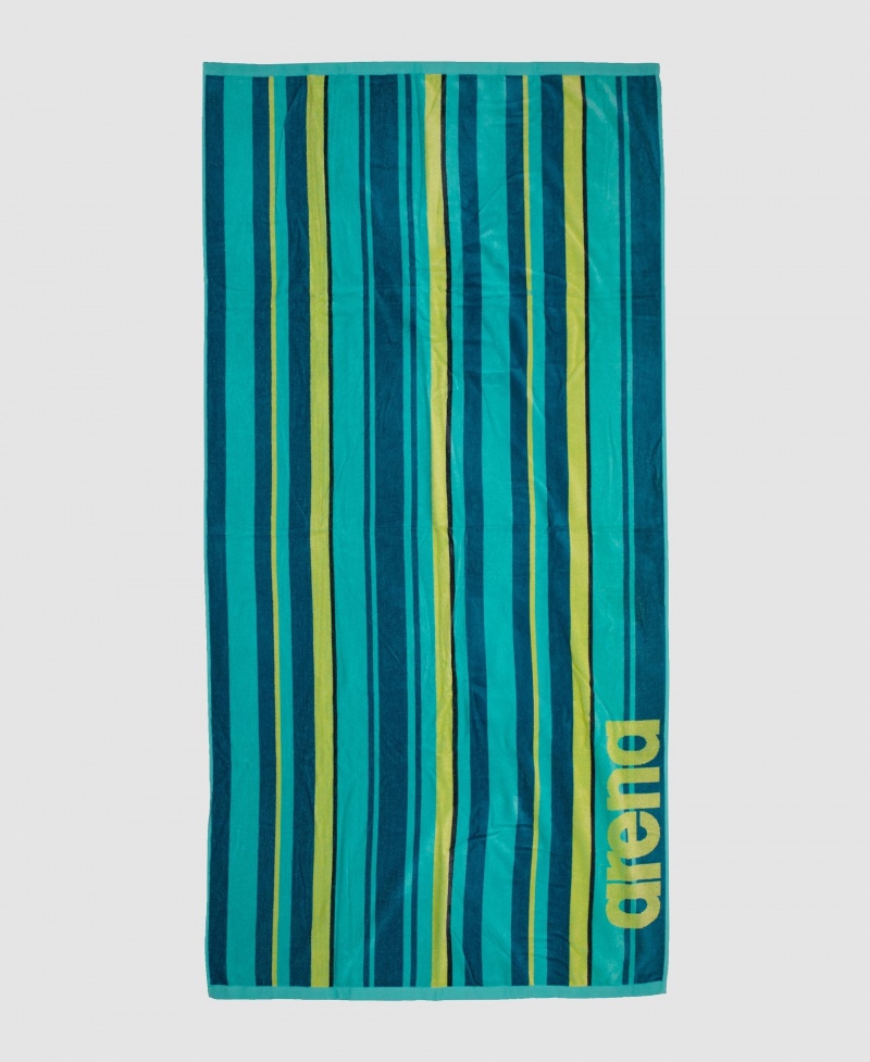 Turquoise Arena Beach Multistripes Ii Men's Towels | 81771927