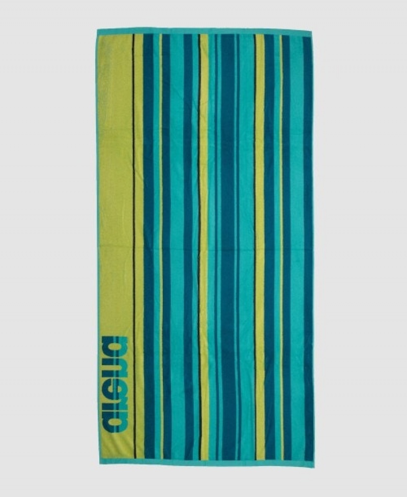 Turquoise Arena Beach Multistripes Ii Women's Towels | 14642803