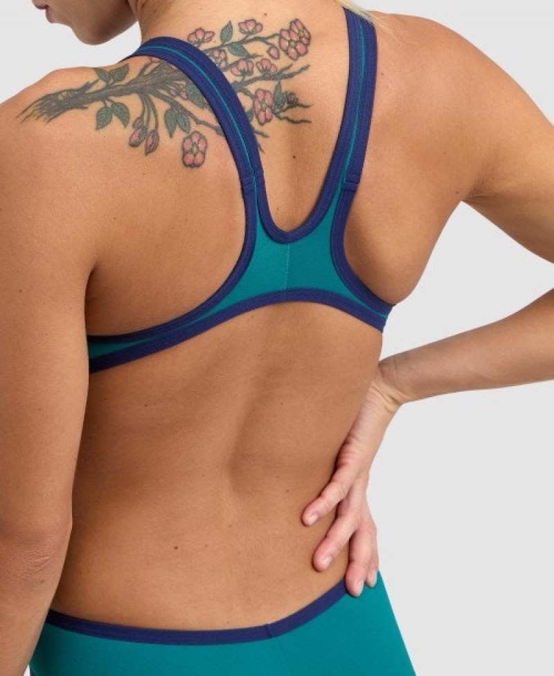 Turquoise Arena Big Logo Women's Swimsuits | 98506895