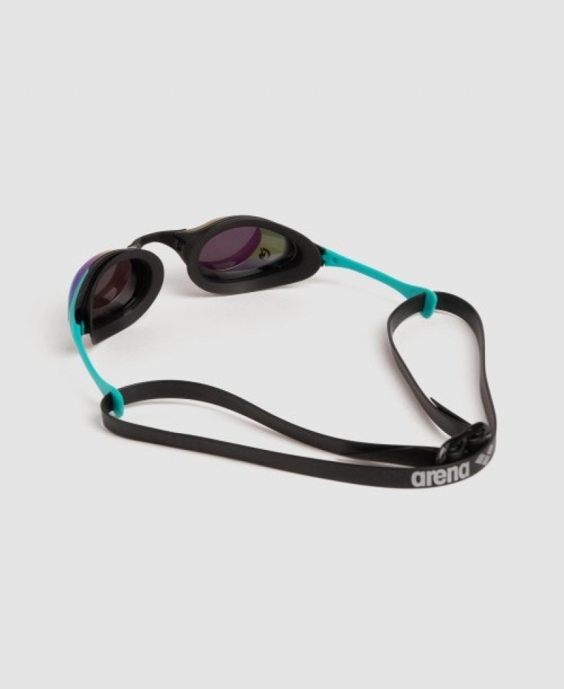 Turquoise Arena Cobra Swipe Mirror Men's Swimming Goggles | 83176881