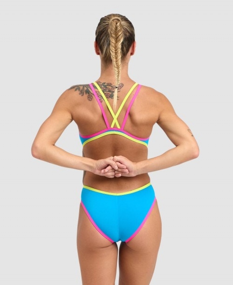 Turquoise Arena Double Cross Back Women's Swimsuits | 25471432