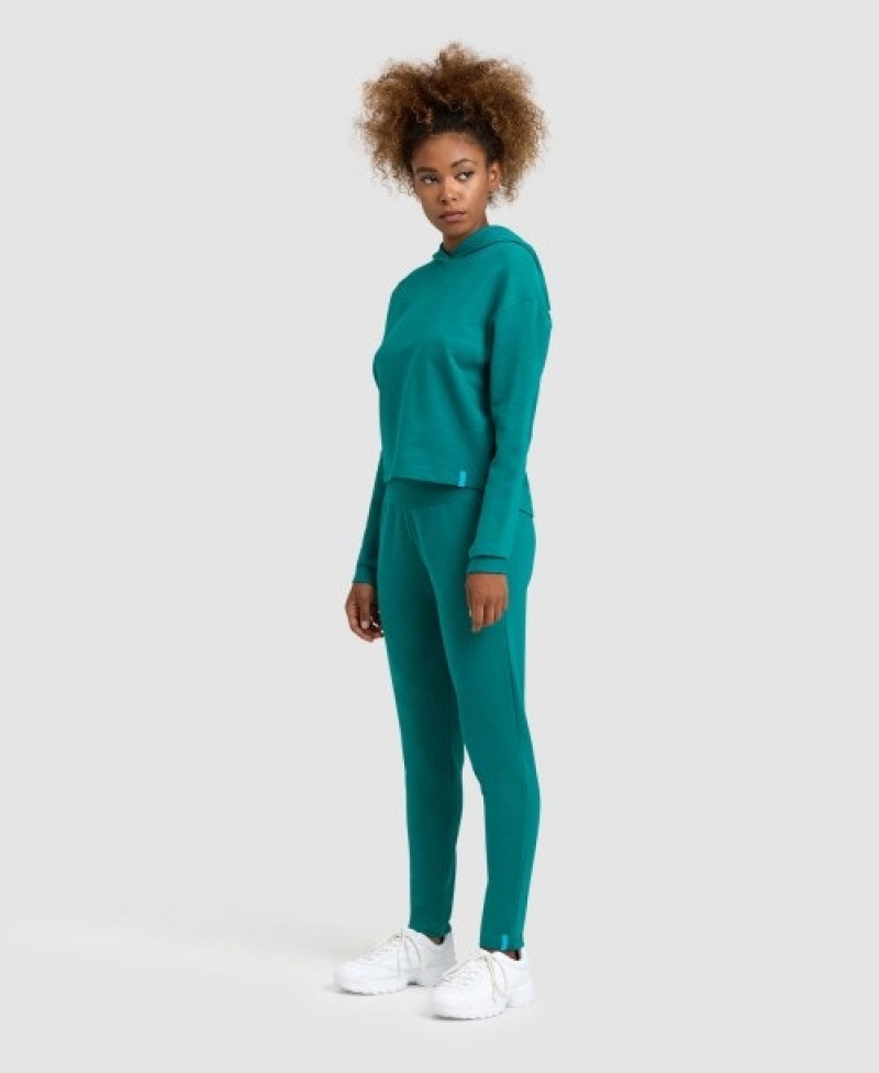 Turquoise Arena Fleece Solid Women's Pants | 50224439