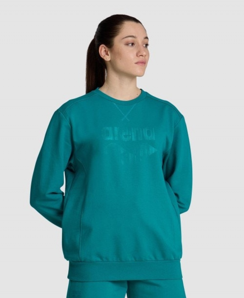 Turquoise Arena Logo Crewneck Men's Sweatshirts | 62745011