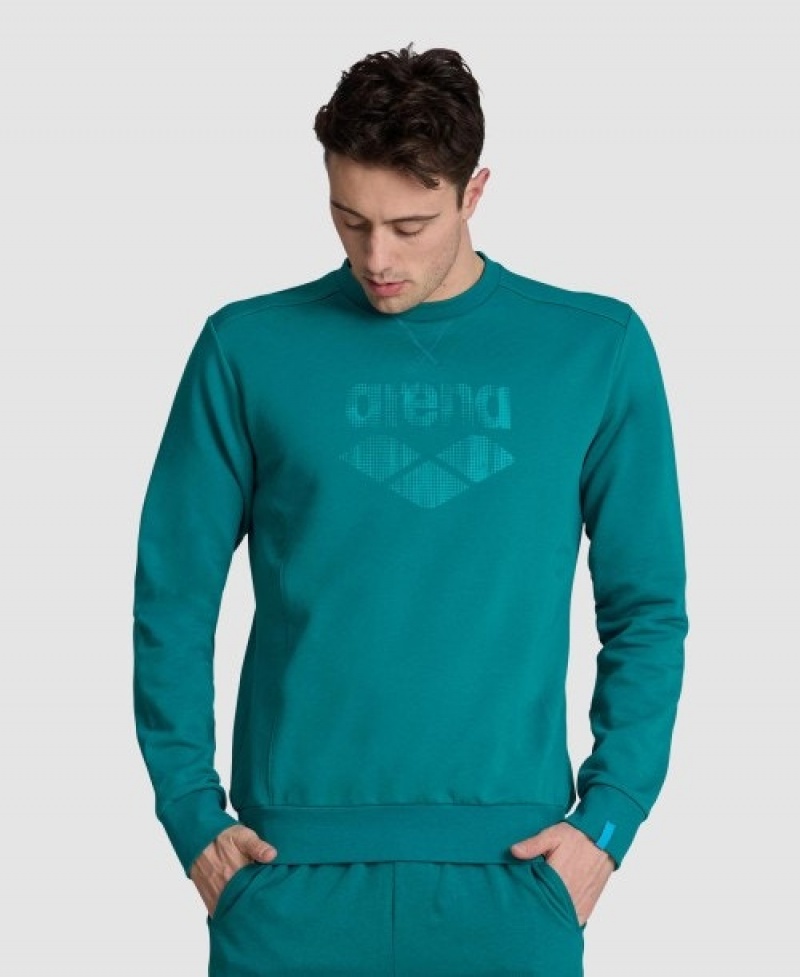 Turquoise Arena Logo Crewneck Men's Sweatshirts | 62745011