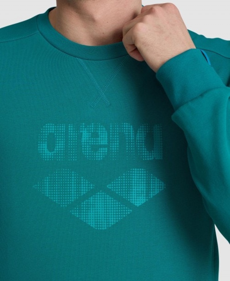 Turquoise Arena Logo Crewneck Men's Sweatshirts | 62745011