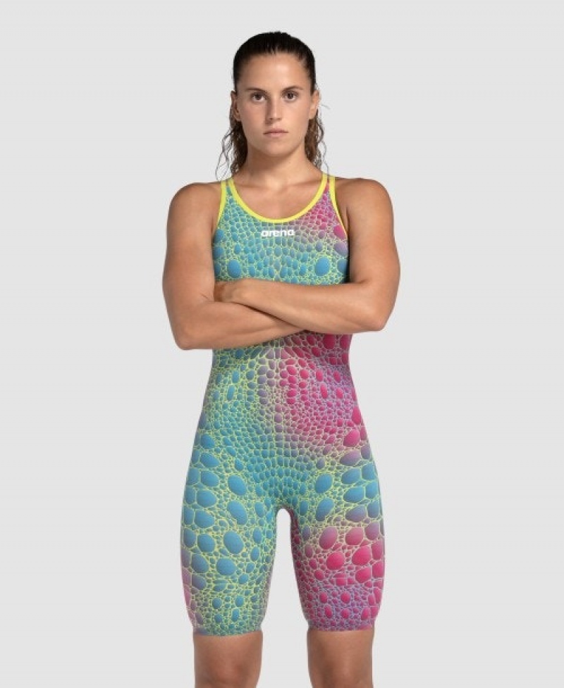 Turquoise Arena Powerskin Carbon Air2 Caimano Limited Edition Open Back Women's Racing Suit | 94027170