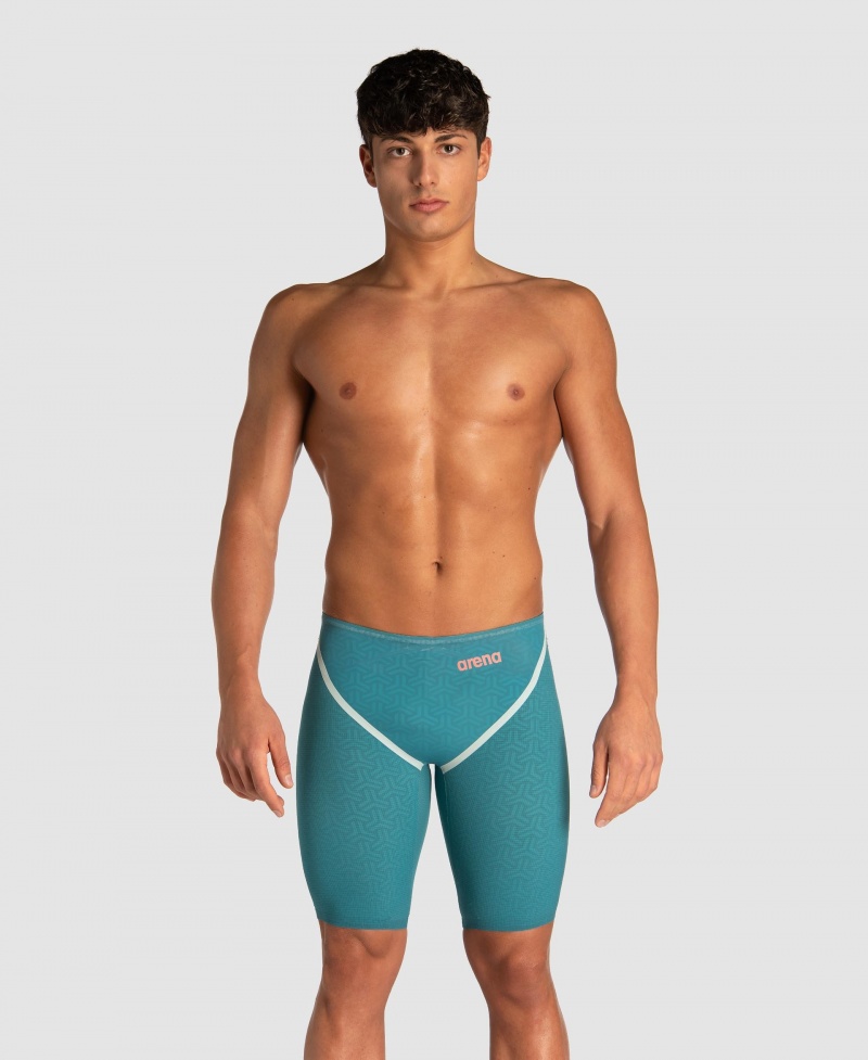 Turquoise Arena Powerskin Carbon Glide Limited Edition Calypso Bay Jammer Men\'s Racing Suit | 61457900