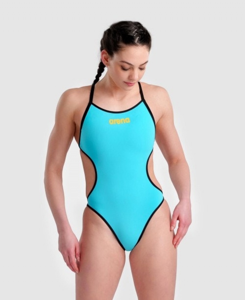 Turquoise Arena Rule Breaker Hooked Reversible Women's Swimsuits | 68104429