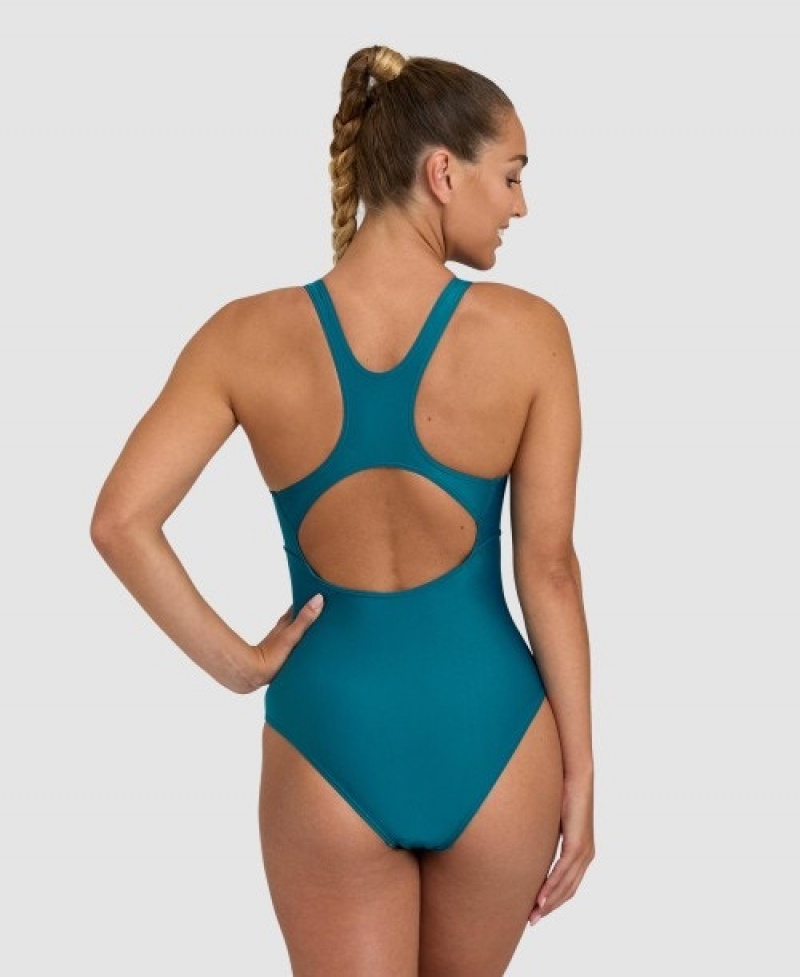 Turquoise Arena Solid Control Pro Back Women's Swimsuits | 234510