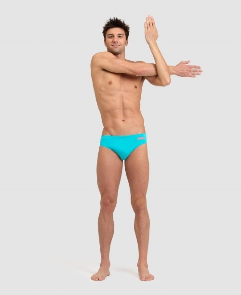 Turquoise Arena Team Solid Men's Briefs | 86604690