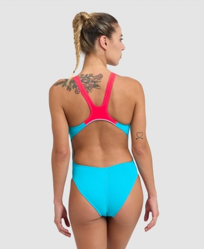 Turquoise Arena Team Swim Tech Solid Women's Swimsuits | 53412393