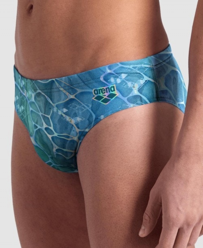 Turquoise Arena Water Day Print Of The Month Men's Briefs | 24685886