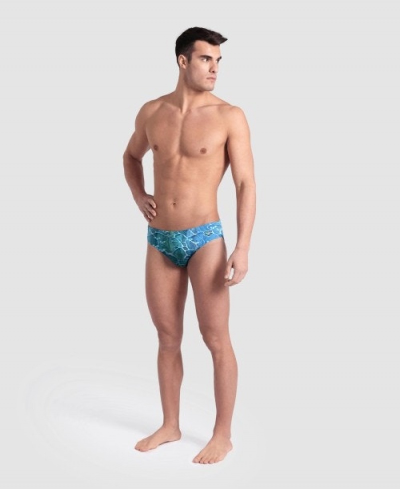 Turquoise Arena Water Day Print Of The Month Men's Briefs | 24685886