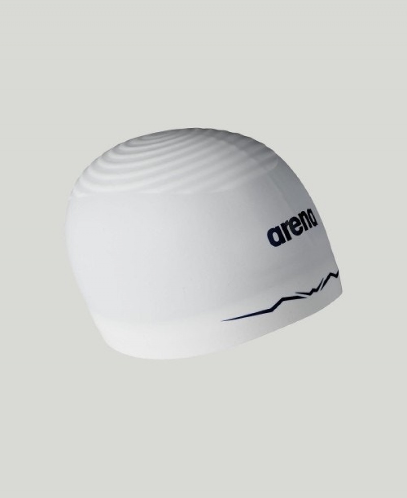 White Arena Aquaforce Wave Small Logo Men's Swim Cap | 12525656