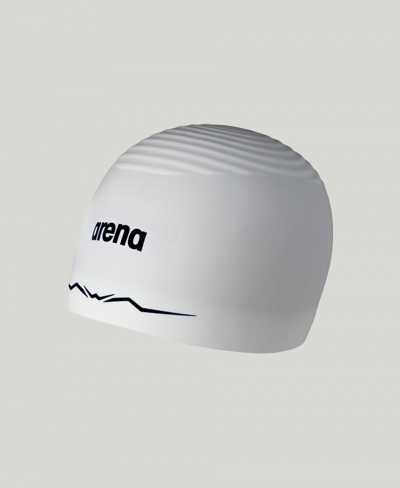 White Arena Aquaforce Wave Small Logo Women\'s Swim Cap | 97225276