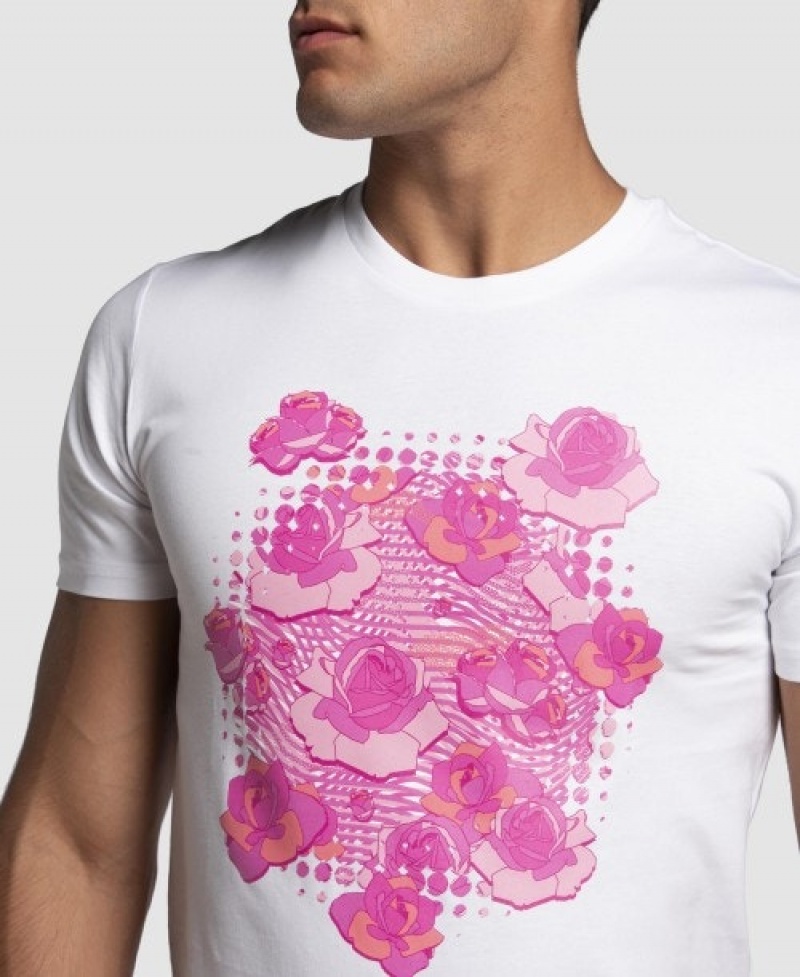 White Arena Breast Cancer Awareness Collection Men's T Shirts | 12598721