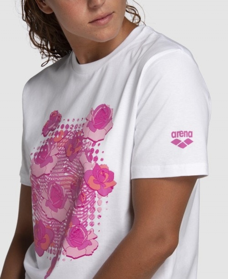 White Arena Breast Cancer Awareness Collection Men's T Shirts | 12598721